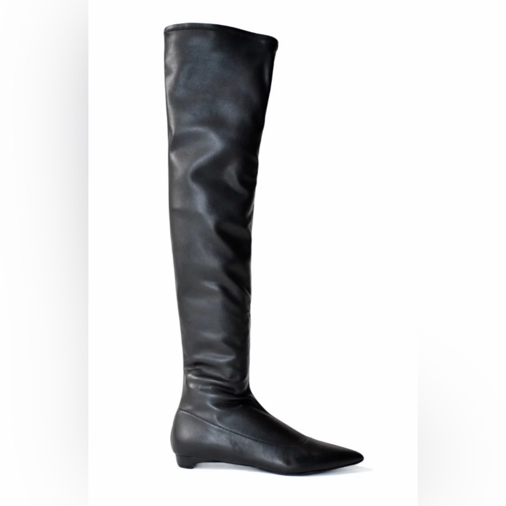 Elegant Black Over-the-Knee Leathet Boots